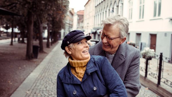 Close up of a mature couple having a walk in the city