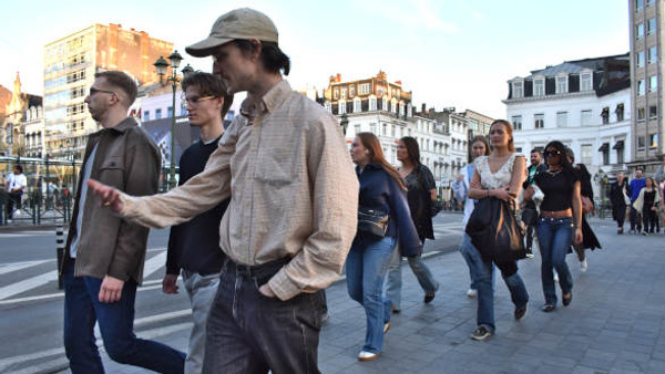 Elever på promenad i Bryssel