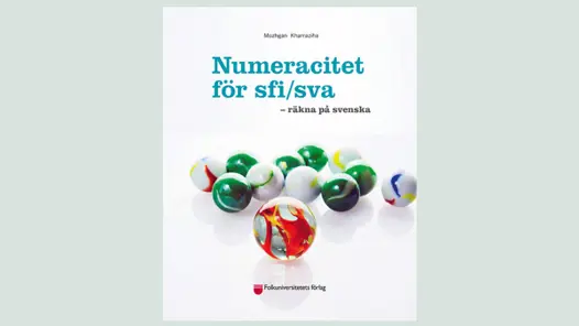 Framsidan till boken Numeracitet för sfi/sva innehåller drygt tio olika spelkulor