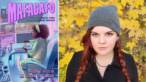 Vanessa Guedes och omslaget till hennes nummer av Mafagafo