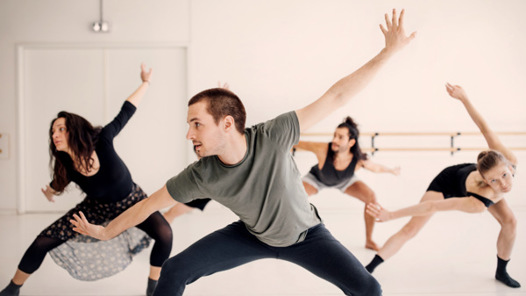 En grupp människor i en dansklass.