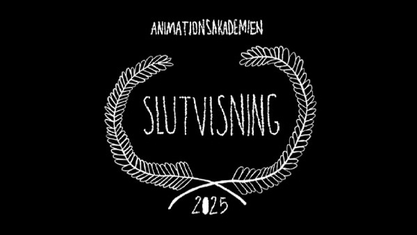 En svart logotyp med en krans.