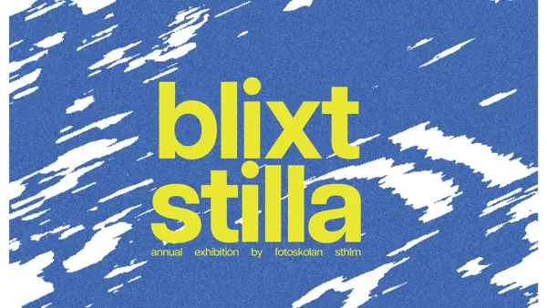 Blixtstilla i gul text p&aring; bl&aring;vit bakgrund. 