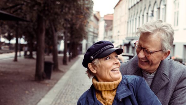 Close up of a mature couple having a walk in the city