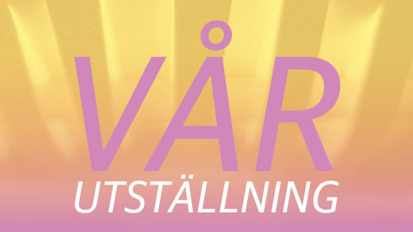 VÅRUSTÄLLNING i lila och vit text på en gulrosa bakgrund.