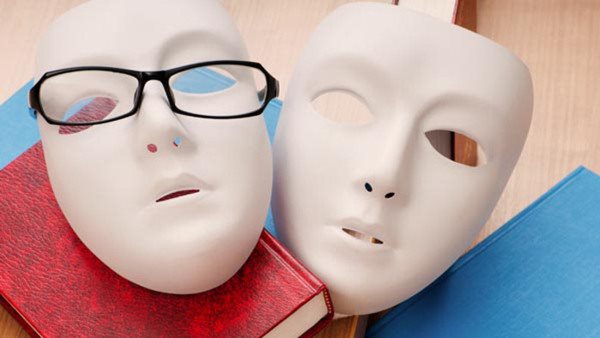 Reading concept with masks, books and glasses