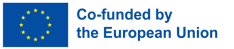 Europeiska unionens logotyp med den europeiska flaggan i bakgrunden.