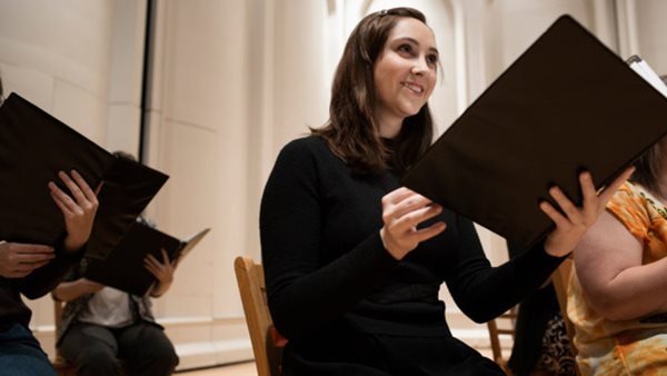 Choir singer performing on stage